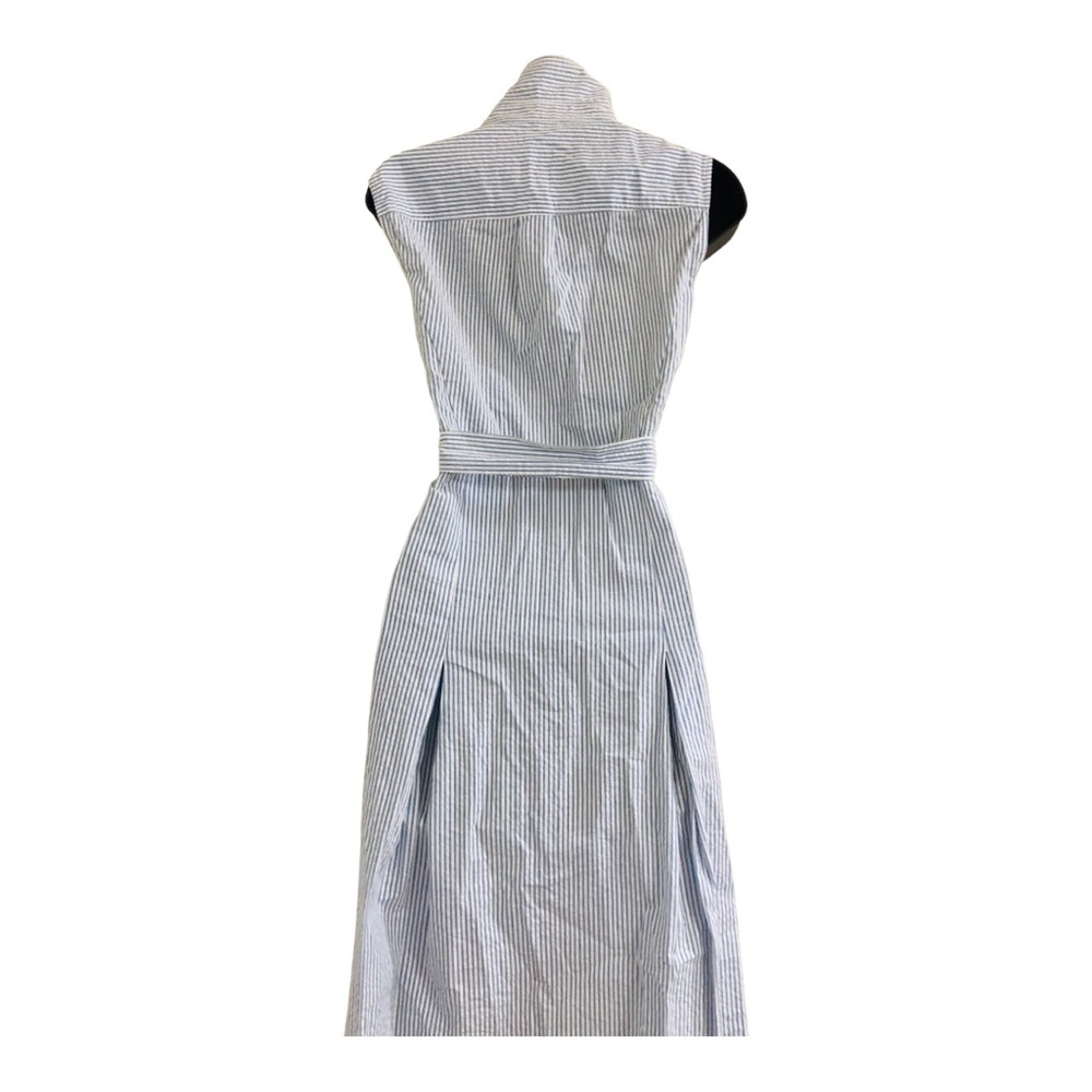 JonesNY white blue pinstripe button down seersucker style cotton Dress size 4 - Picture 10 of 16